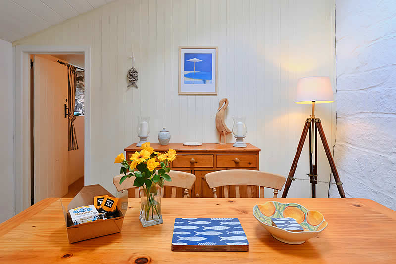 Dining room with door to double room